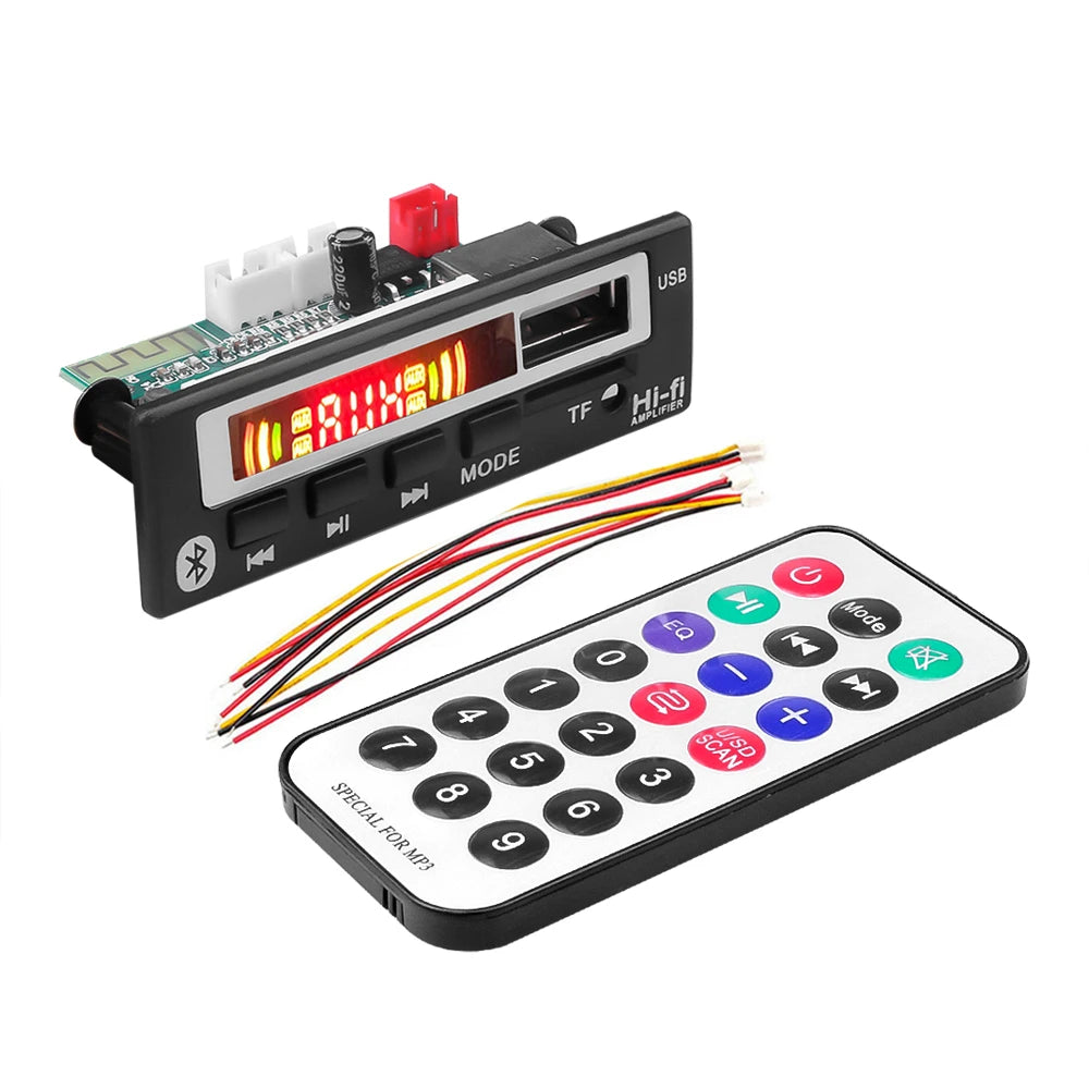 Bluetooth 5.0 WMA MP3 Decoder Board Wireless Car Radio Module Support USB TF FM Music Player with Color Screen Car Accessories