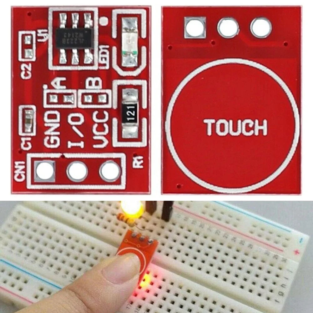 20pcs TTP223 Capacitive Touch Button with Self-Locking Capability and Standard Pinout for Breadboard and PCB Mounting