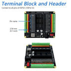 Freenove Breakout Board for ESP32 ESP32-S3, Terminal Block Shield HAT with Pin Header, GPIO Status LED, Multiple 5V 3.3V Outputs