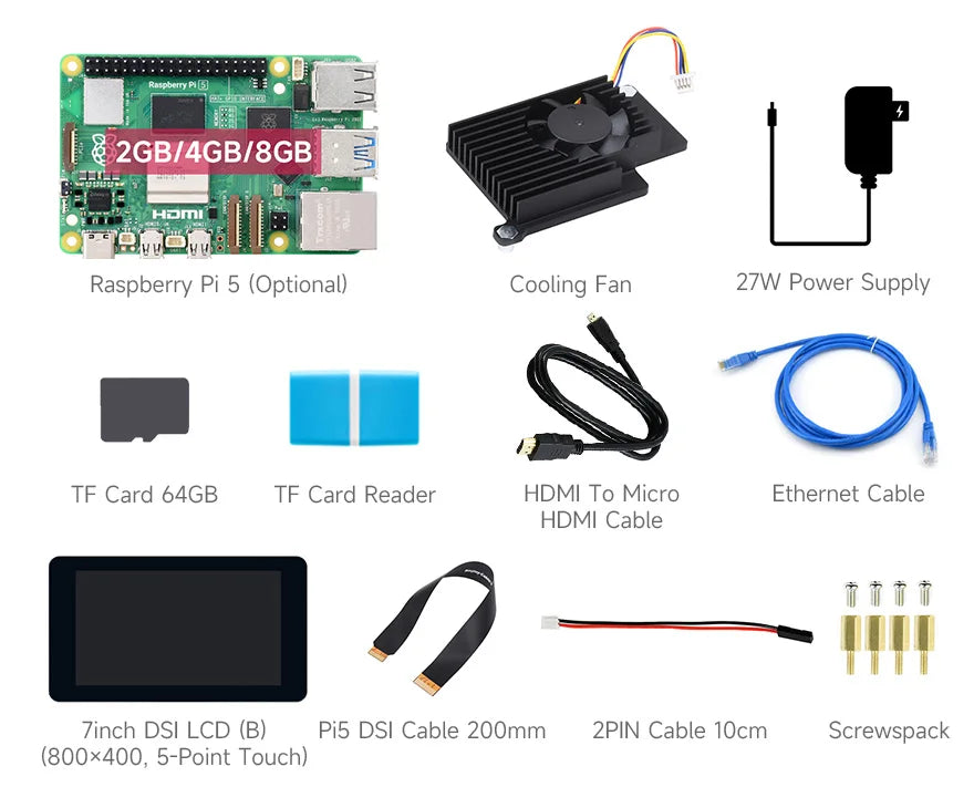 Raspberry Pi 5, Options for 4GB/8GB RAM, BCM2712 Processor, 2.4GHz Quad-Core 64-bit Arm Cortex-A76 CPU Built Using RP1 I/O