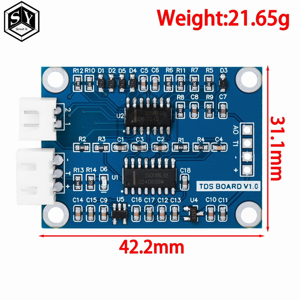 TDS Sensor Module Dissolved Solids Analog Signal Soluble Solid Water Quality Detection DS18B20 Temperature for Arduino 51/STM32