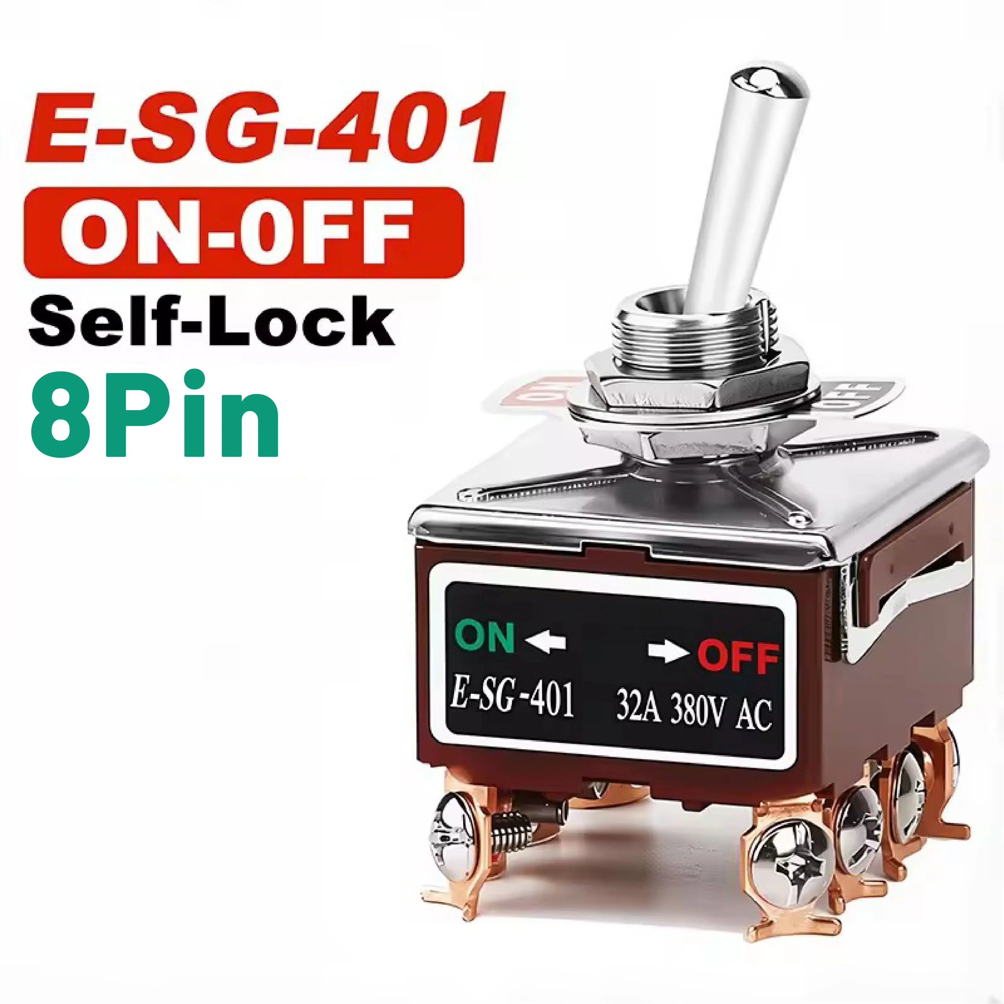High Current Toggle Switch 2/3/4/6/8/9/12Pin Self Reset/Self-locking Switch Copper Pin 32A 250VAC Push Button Switch