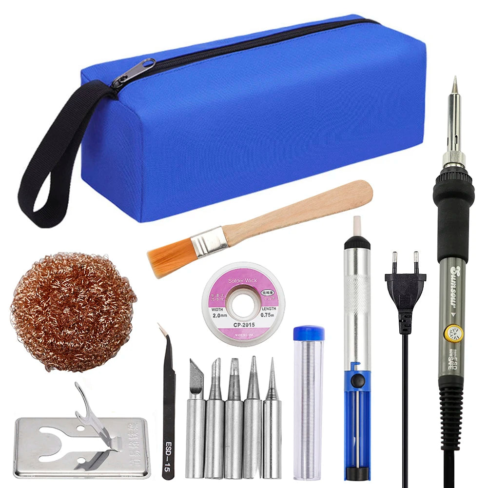 Sumsour Electric Soldering Iron 60W 220V / 110V Adjustable Temperature Welding Rework Solder Repair Tools Kit