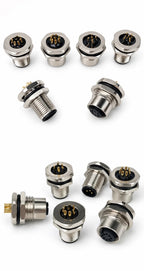 M12 PCB Sensor Connector 4/5/8/12 Pin Male Female Waterproof Circular Socket Front Mount Threaded Nut Flange for Electronics