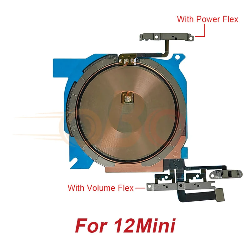 Wireless Charging Coil Sticker With Power Volume Flex Cable For iPhone 12 13 Mini 14 Pro Max Wireless Charger Panel Repair (1PC)