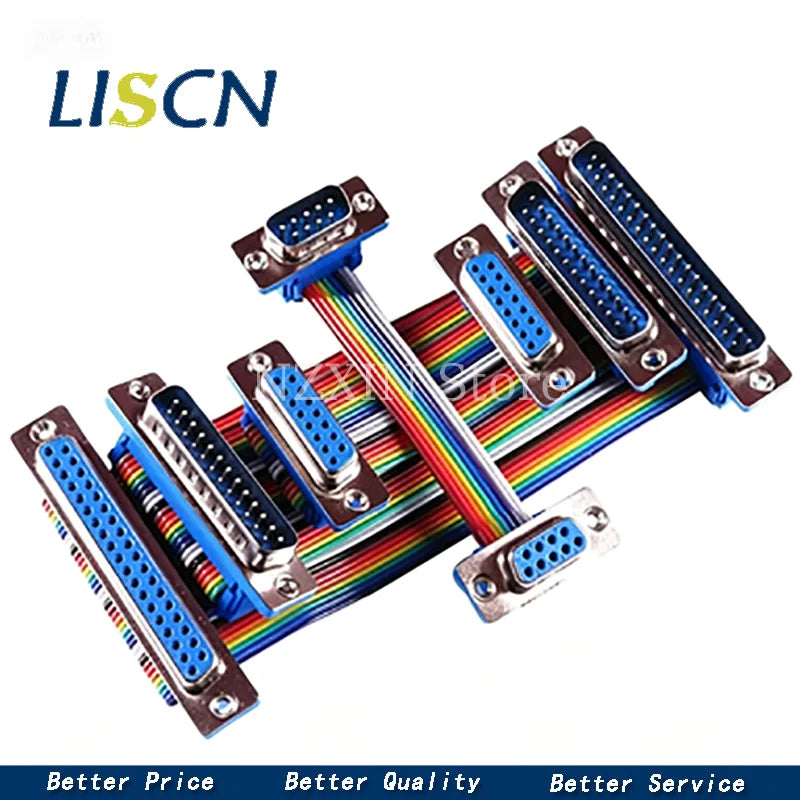 1pcs D-SUB DIDC 9 15 25 37Pin DB9 DB15 DB25 DB37 Male Female Cable D-SUD serial port connector adapter RS232 COM Extension Cable