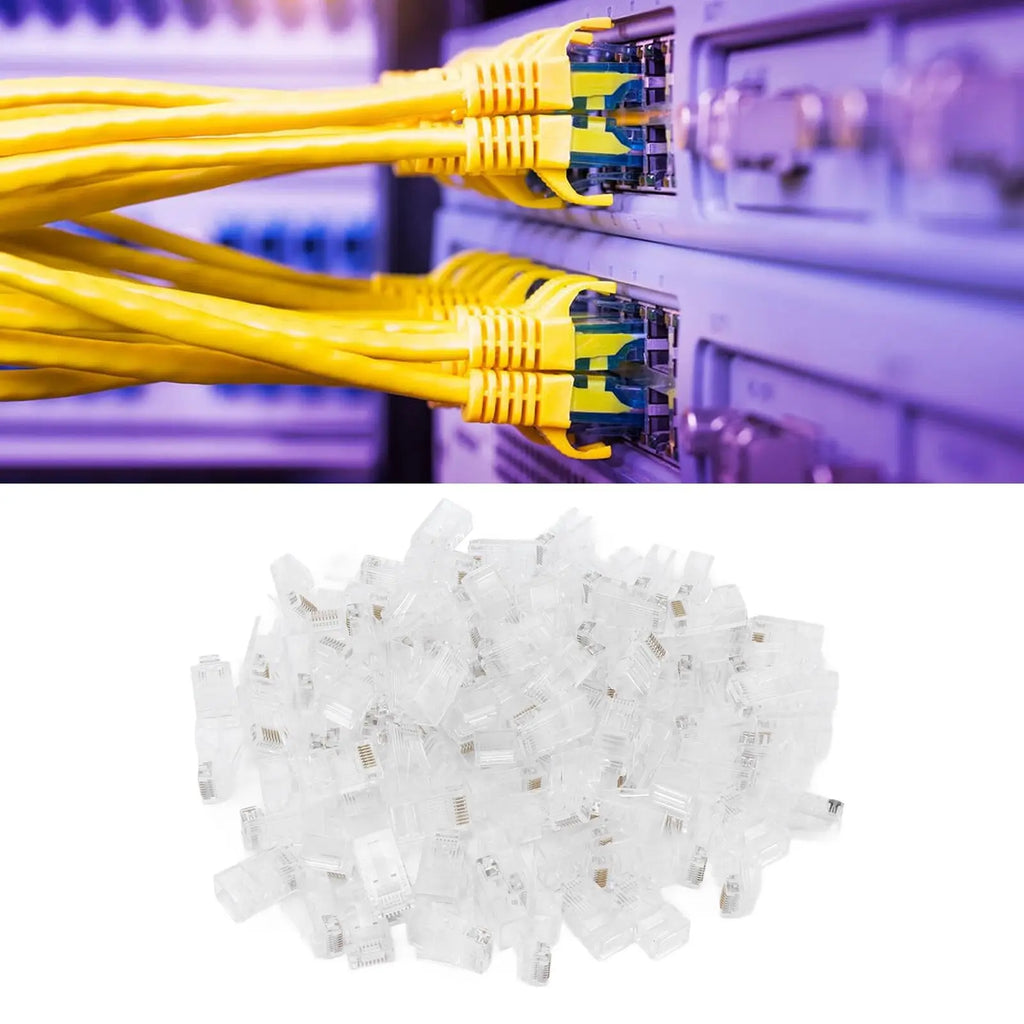 50/30PC RJ45 Ethernet Cables Module Plug Network Connector Crystal Heads Cat5 Gold Plated Network Cable Suitable for Computer TV