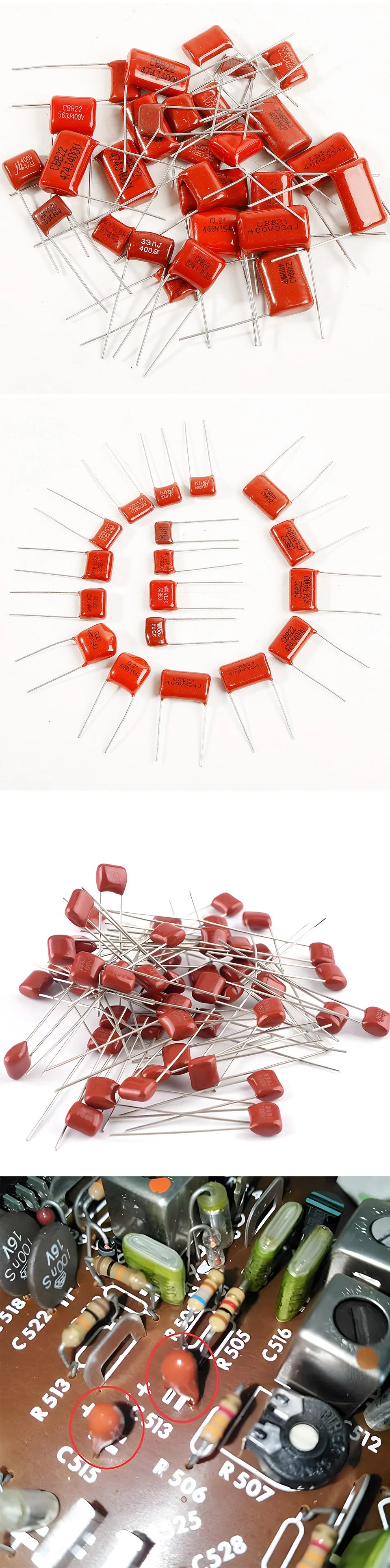 120pcs CBB Capacitor Assortment Kit Metallized Polypropylene Film Capacitors