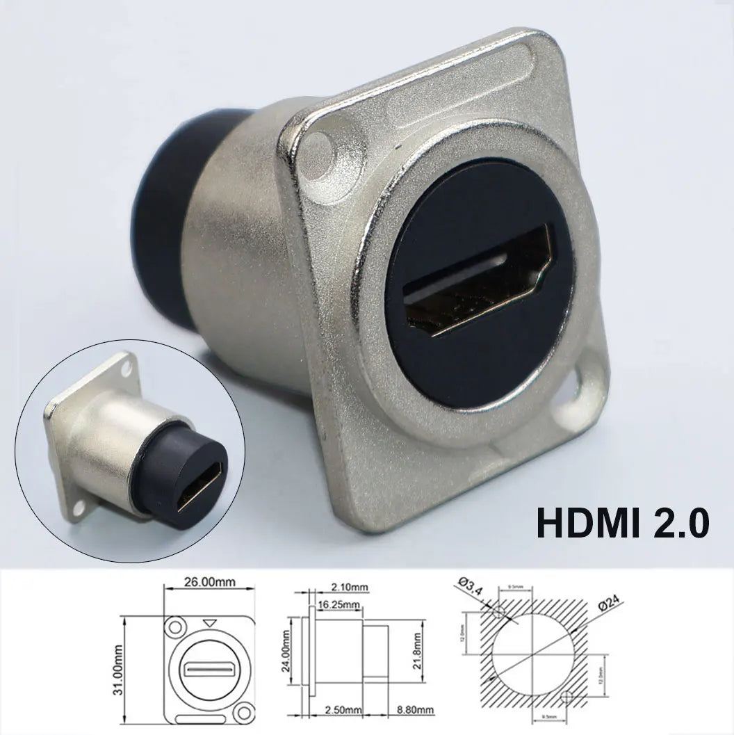 YanXI 1pc Round Socket Module D Type RJ45 Straight Through Network Type-C USB2.0 USB3.0 Connector Panel Mounting HDMI-Jack CAT6