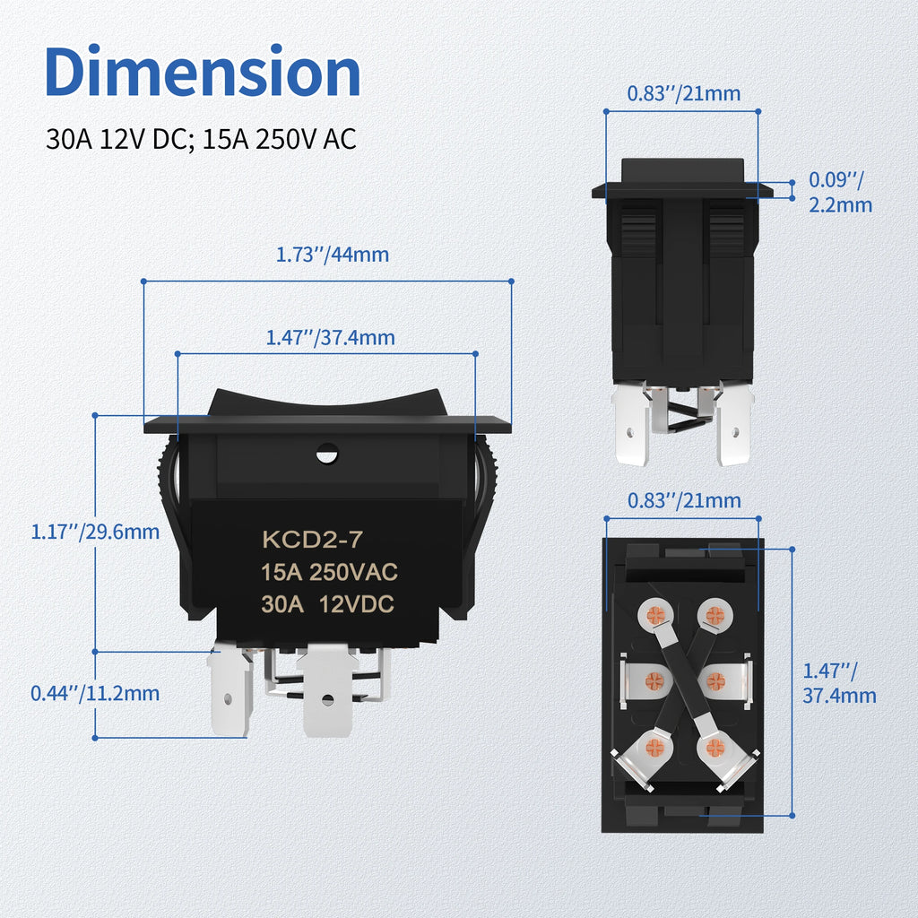 DaierTek UP Down Momentary Reverse Polarity Switch 12V 30A DPDT Polarity Reversing Switch RV Power Jack Switch for 5th Wheel