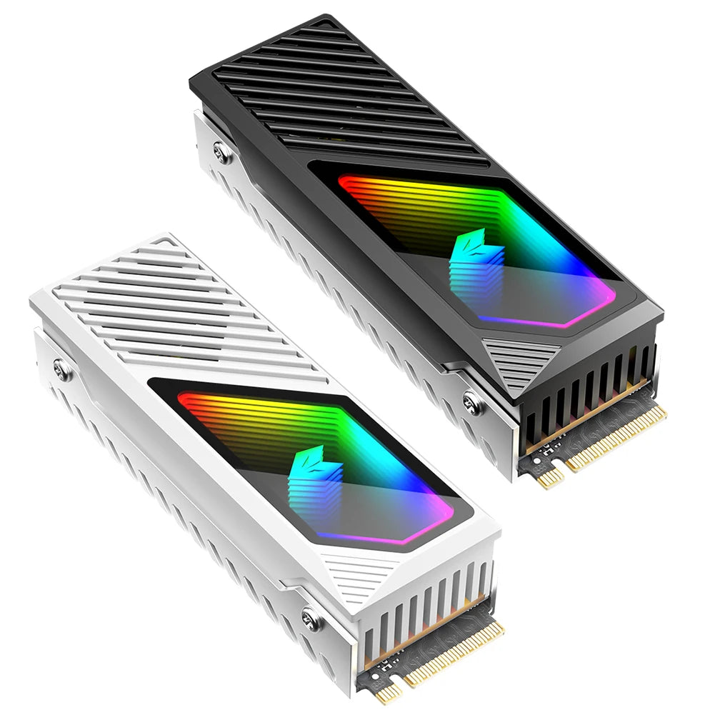 M.2 2280 SSD Heatsink SSD Aluminum Alloy 5V 3 Pin ARGB Radiator Built-in Cooling Fan Hard Drive Heatsink M.2 Radiator Cooler