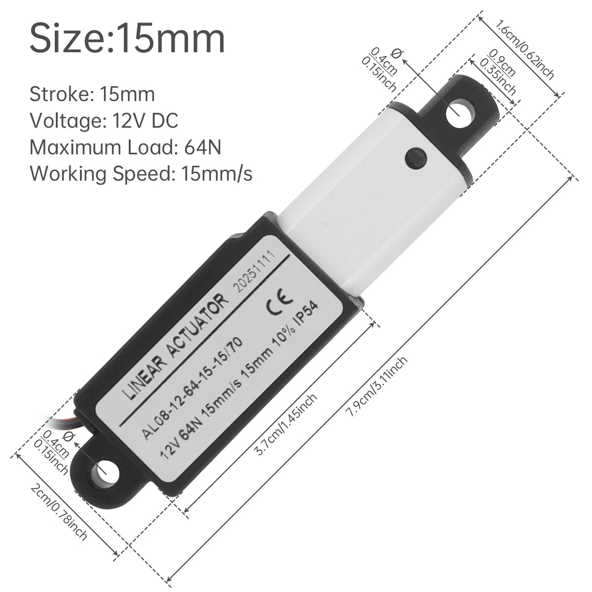 12V Linear Actuator 10-200mm Stroke 32N/64N/96N/188N/1000N/3000N Electric Reciprocating Lifting Linear Motion Actuator Motors