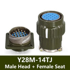 Y28M Fixed Type 28mm Aviation Plug Socket 4/7/8/10/12/14/19/24/32/37Pin Industrie Fast Buckle Male Female Connector Army Green