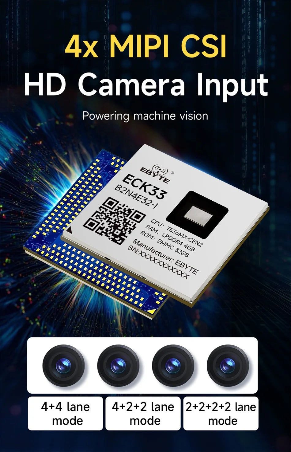 T536 Core Board Multi-core Heterogeneous Quad-core A55 CDSENET ECK33 ARM NPU RISC-VLGA Single-board Computer Industrial Grade