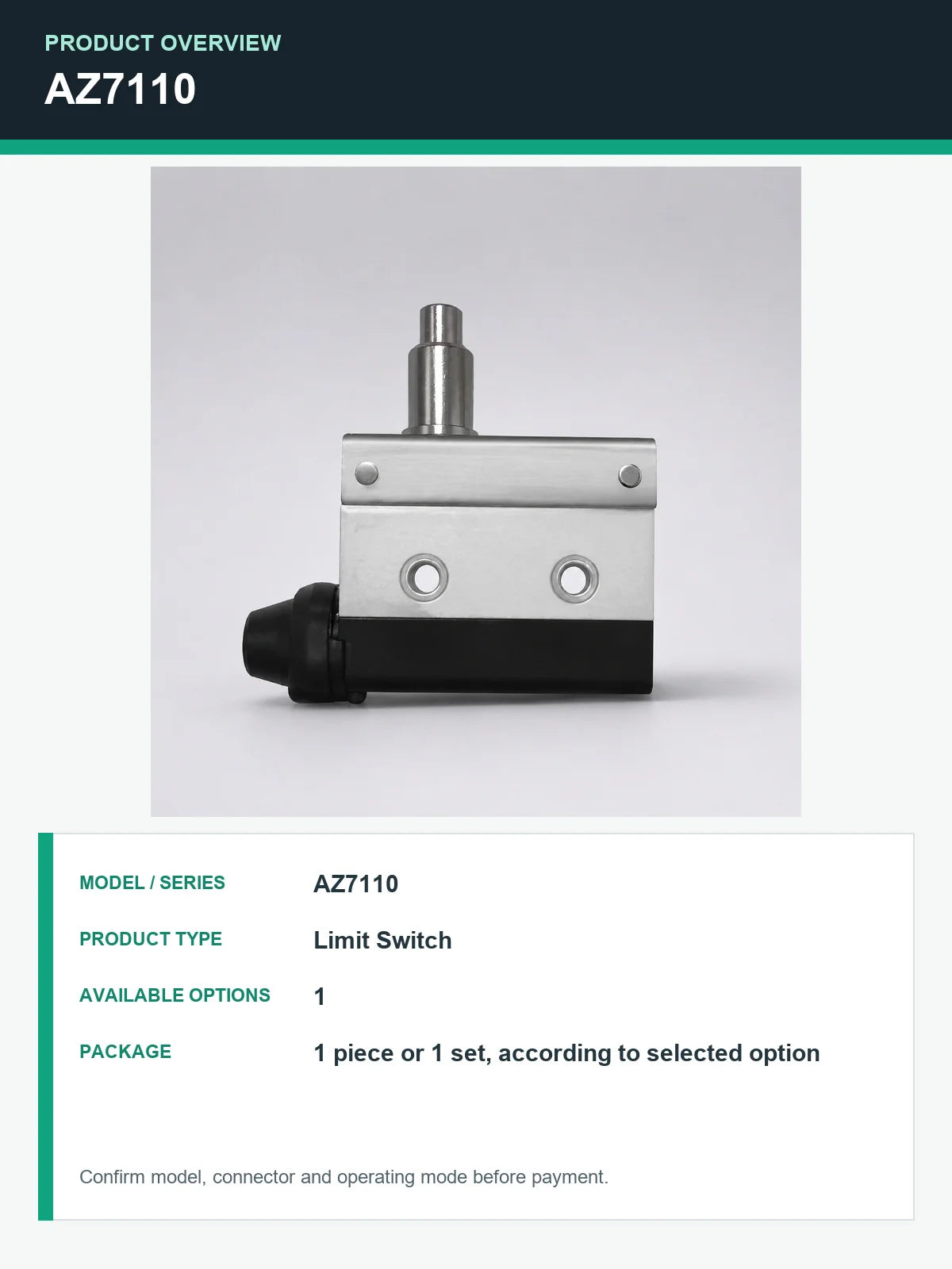 TEZUO AZ7110 IP41 Limit Switch Micro Travel Switch for Industrial Automation
