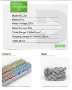 Boxed 34PCS Lever Quick Home Wire Connectors Terminals Conductor Spliceable Butt Wiring Block Reusable Electrical Connectors