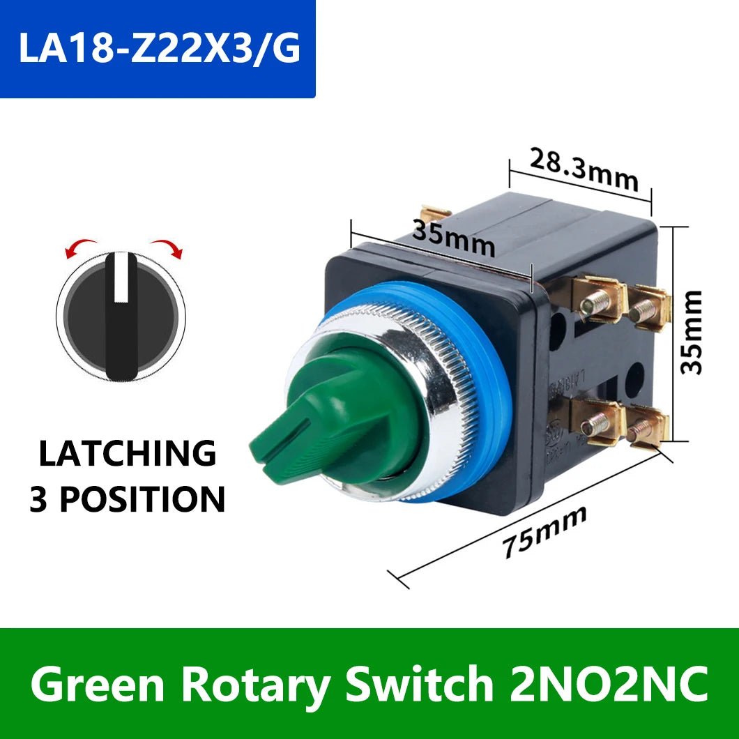 ABILKEEN LA18-22 2NO2NC Metal Push Button Switch 25MM Mount Size Momentary/Latching Rotary/Mushroo Head Power Control Switch