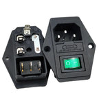1set 10A AC 250V 3 Terminal Power Socket with Fuse Holder EC320 C14 Rocker Switch AC Power Cord Inlet Plug Socket