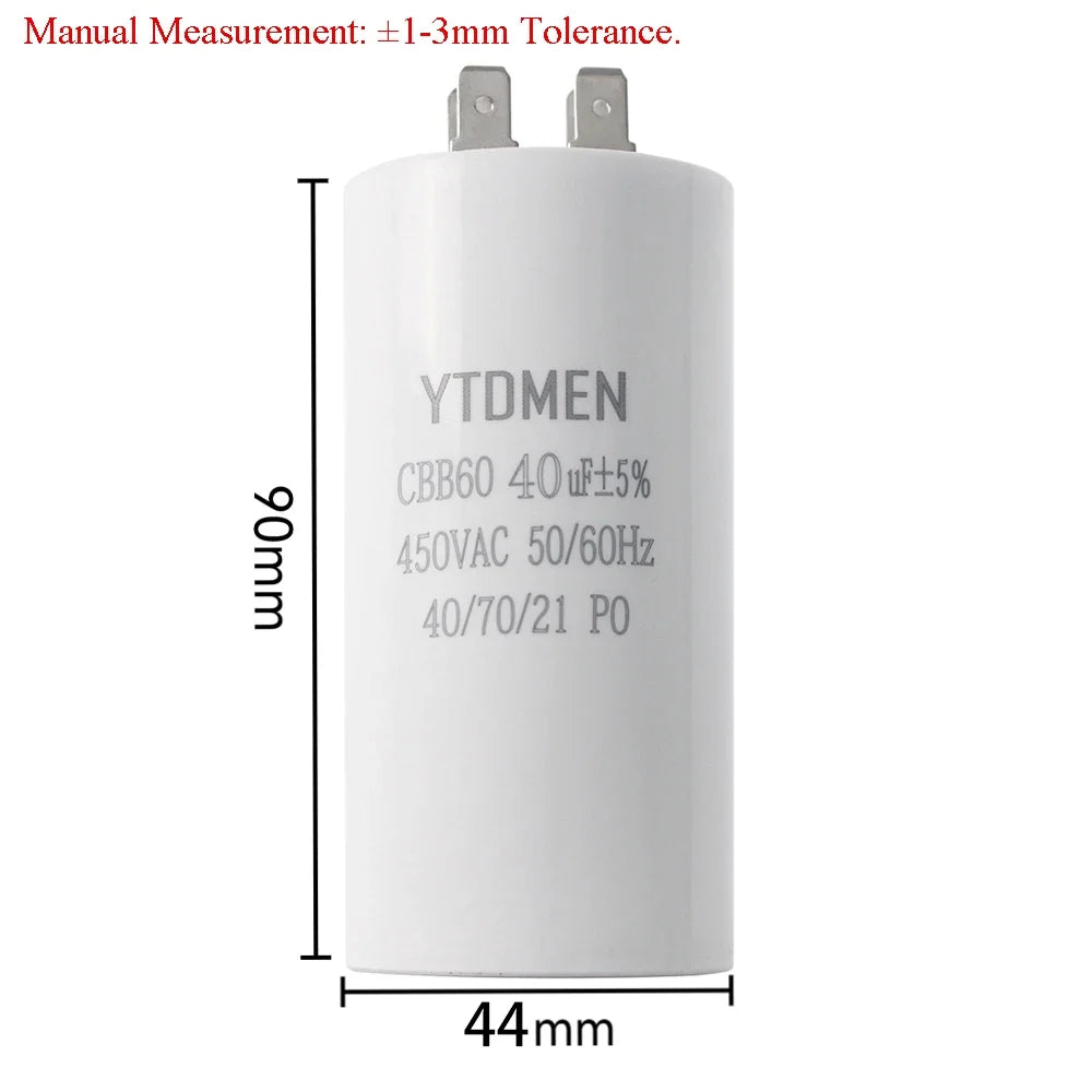 AC 450V CBB60 Dual Insert Motor Starting Capacitor 4pin 4UF-60UF Replacement Motor Run Capacitors For Air Compressor Water Pump