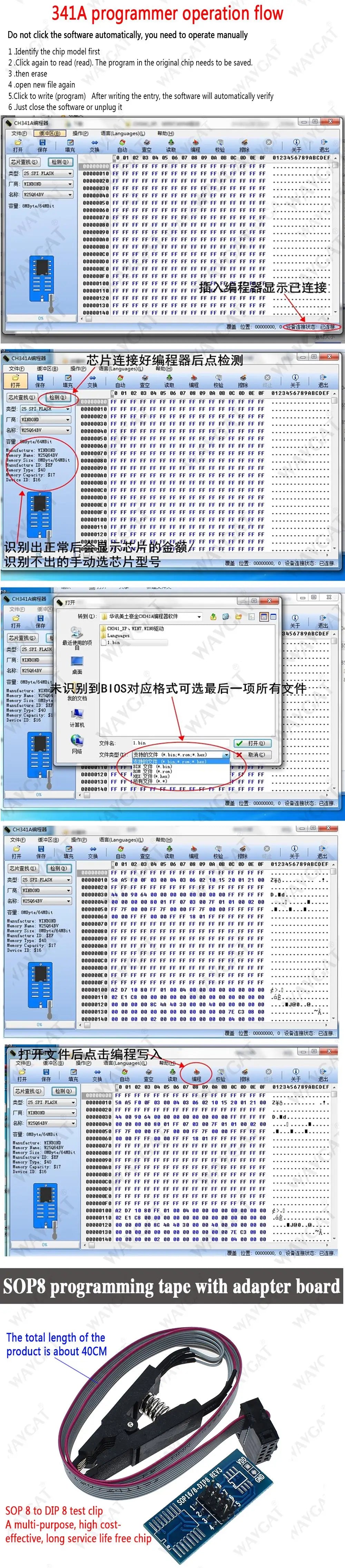 XTW100 CH341A USB Programmer with Software Driver 24 25 Series EEPROM Flash BIOS SPI FLASH Motherboard Multifunctional upgrade