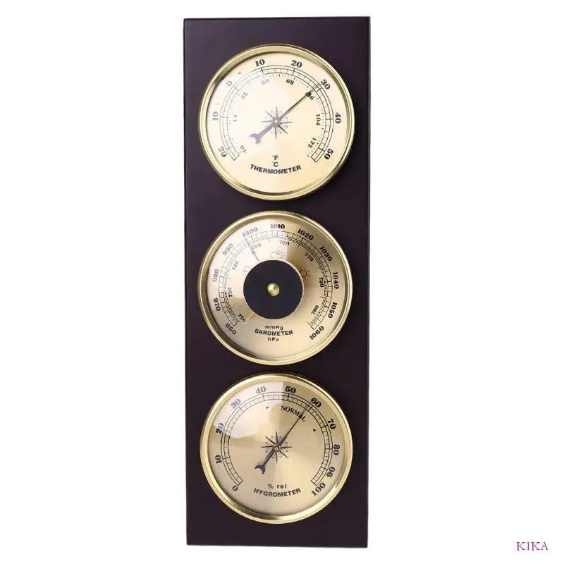 K1KA 3Pcs/Set Barometer Thermometer Hygrometer with Wooden Frame Base