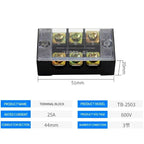 DIN Rail Screw Terminal Block Barrier Strip TB1503 TB2503 TB4512 15/25/45A Electrical Wire Connector with Flame Retardant Cover