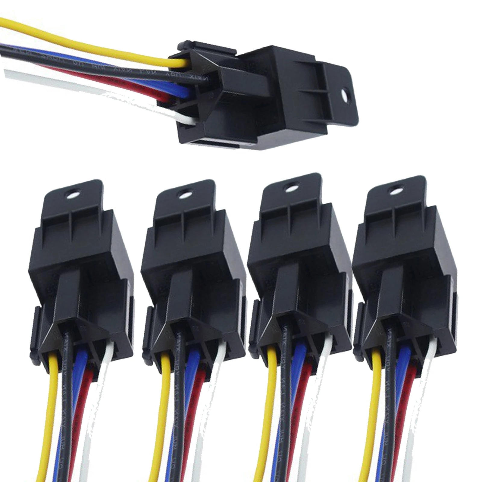 5Pcs Automotive Relay 12V or 24V 5Pin 40A Car Relay with Black Red Copper Terminal Auto Relay Socket SPDT Harness Cable