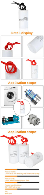 CBB60 Capacitors Motor Run For Start Water Conditioner Compressor Air Pump Machine 1PCS 4fu 5uf 8uf 10uf 12uf 16uf