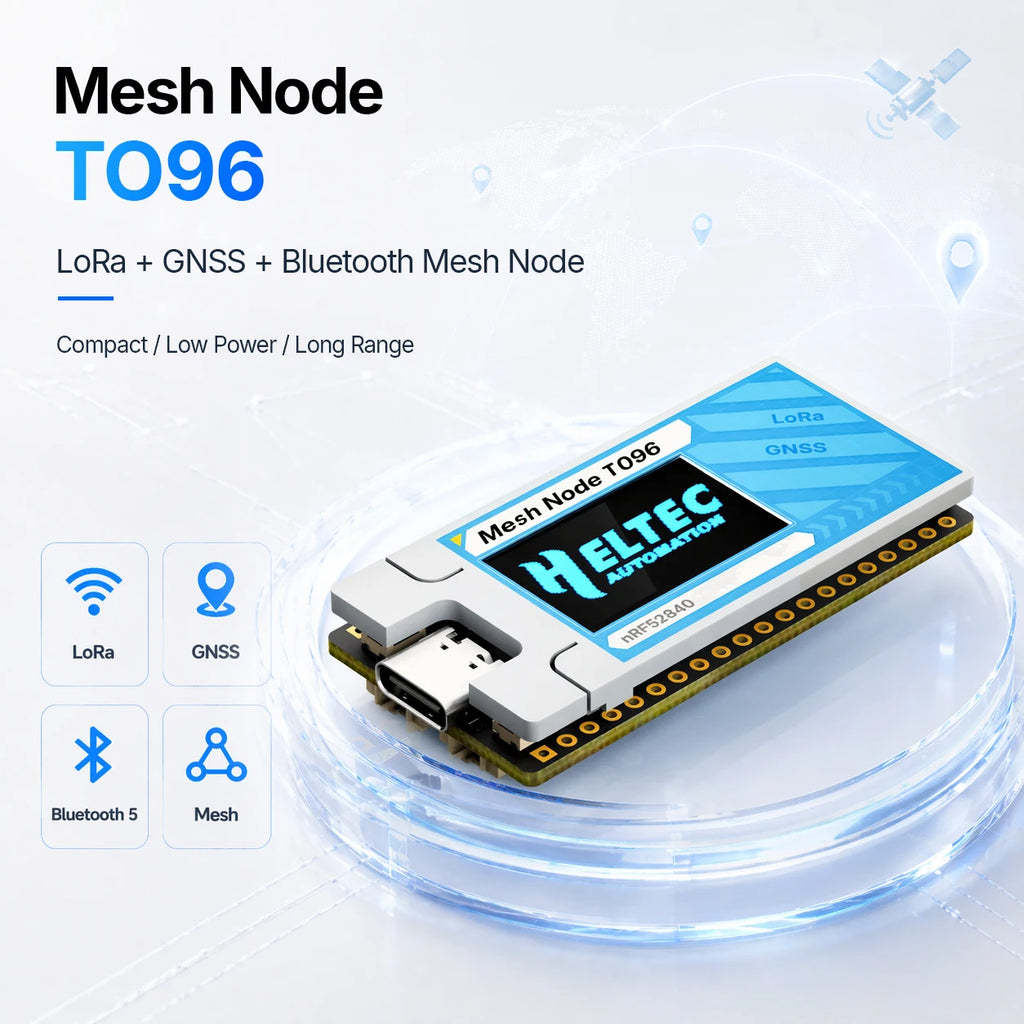 Heltec Mesh Node T096 Case Kit nRF52840 SX1262 LoRa Tracker Ultra-low Power BLE GNSS 28dBm Meshtastic MeshCore Excluded Battery