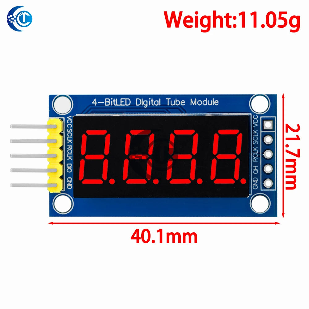 ‌4-Digit 7-Segment LED Display Module with 74HC595 Shift Register (Serial Interface) for Arduino