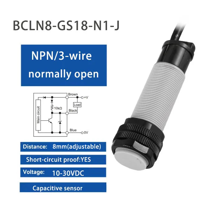 CR18 Capacitive Liquid Level Sensor NPN PNP NO NC Level Proximity Switch 220V