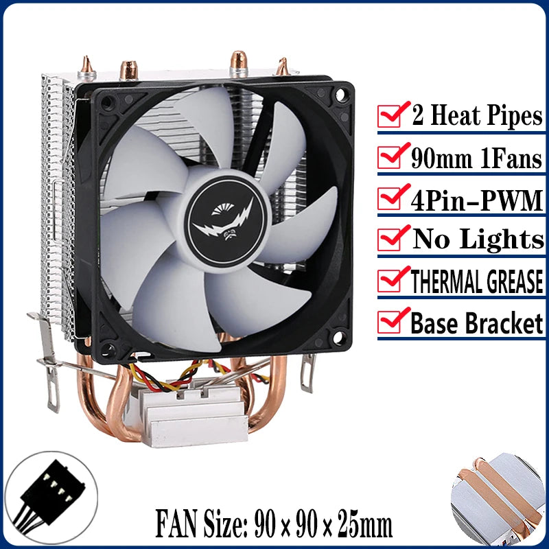 QiuzAim Air-cooled Radiator 2/4/6 Heat Pipe Computer Processor CPU Fan Compatible LGA115x 1200 1700 2011 2066 X79 X99 E5 AM4 AM5