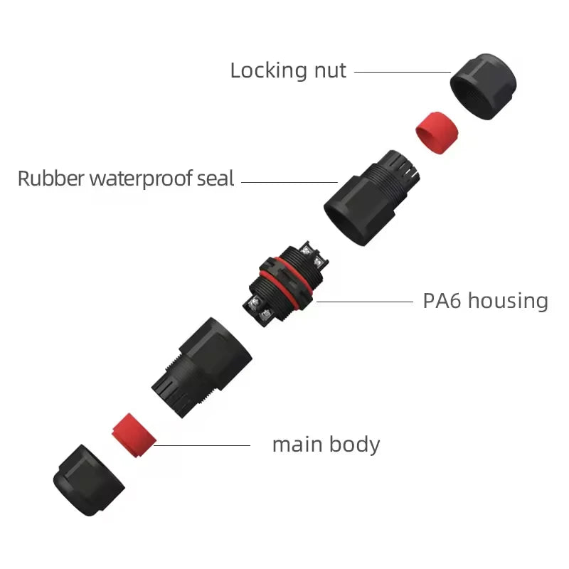 IP68 Waterproof Connector L20 20A LED Light Outdoor Cable Wire Quick Terminal Connector 2Pin 3Pin 4Pin 5Pin 6Pin Screw Wiring Ju