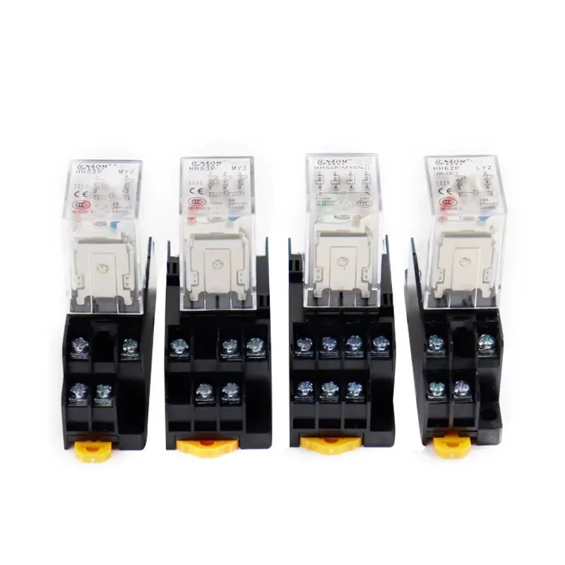 Power Electromagnetic Relay MY2N‑J MY4N‑J HH52P HH54P With PYF11A Socket Base DIN Rail Mount Coil DC12V DC24V AC220V Industrial