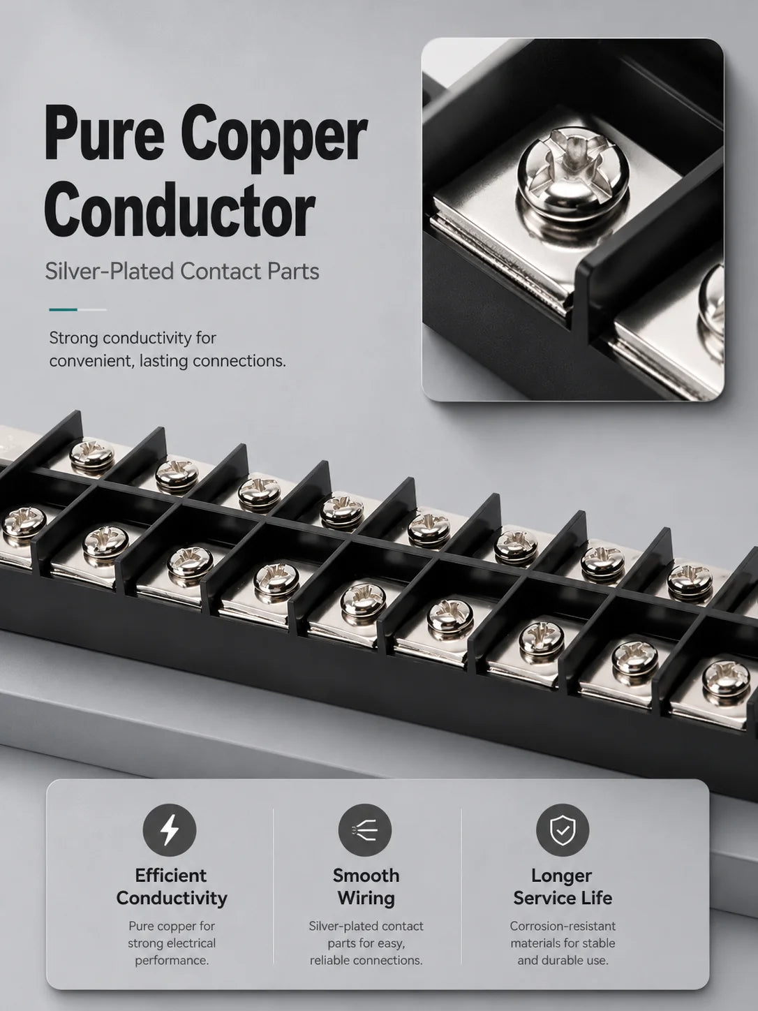 1Pc Dual Row Screw Terminal Block TB1503-TB1520 15A Fixed Wiring Strip Wire Connector