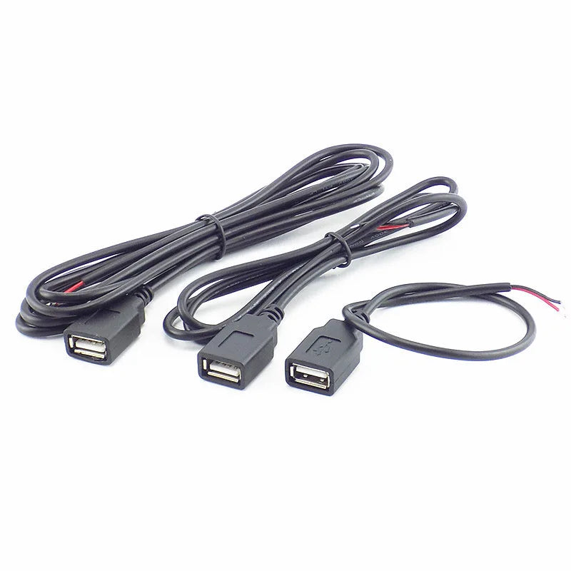 0.3m/1m/2m Power Supply Cable 2 Pin USB 2.0 A Female male 4 pin wire Jack Charger charging Cord Extension Connector DIY 5V line