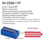 1PC 225 Series Wire Connectors Plug-in Electrical Terminal Block Spliceable One In Multiple Out Splitter Guide Rail Junction Box