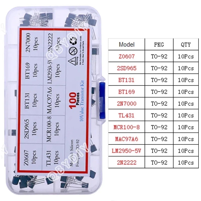TO92 TO126 TO220 DIP Triode PNP NPN Field-Effect Transistor Assorted Kit Mosfet Thyristor mixed set