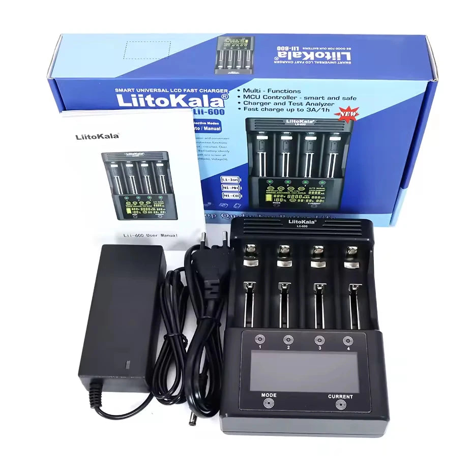 NEW LiitoKala Lii-600 Battery Charger For Li-ion 3.7V NiMH 1.2V battery Suitable 18650 26650 21700 26700 16340 14500 AA AAA
