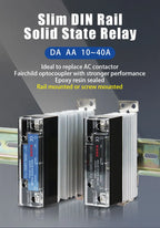 Slim DIN Rail Mount Single Phase Solid State Relay SSR Relay Module with Heatsink 10A 25A 40A