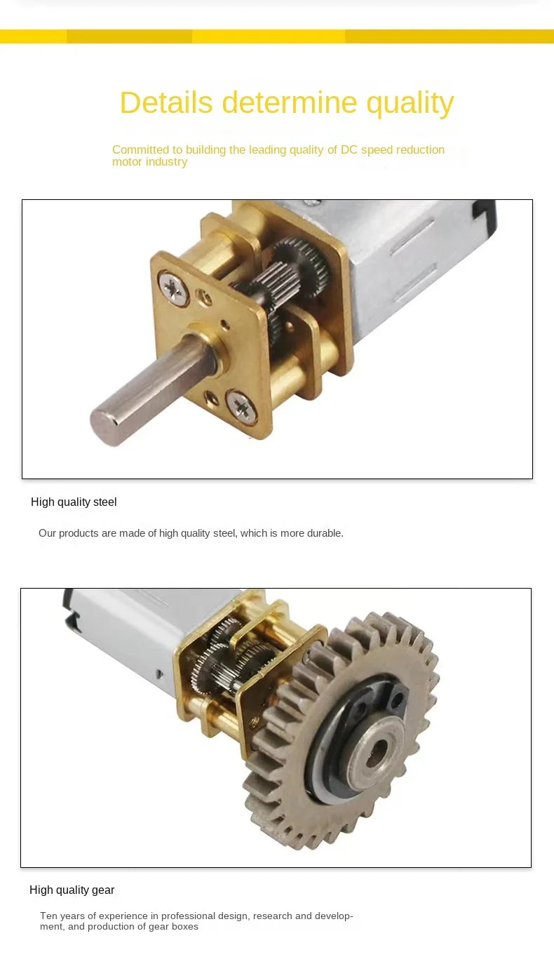 GA12-N20 DC 3V 6V 12V Micro Metal Gear Motor Gear Wheel Gear Motor 30RPM 50RPM 60RPM 100RPM 150RPM 200RPM 300RPM 600RPM 1000RPM