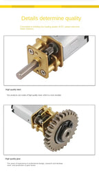 GA12-N20 DC 3V 6V 12V Micro Metal Gear Motor Gear Wheel Gear Motor 30RPM 50RPM 60RPM 100RPM 150RPM 200RPM 300RPM 600RPM 1000RPM