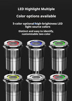 Metal touch sensor switch Stainless steel button jog delay self-locking IP68 waterproof 16/19/22/30mm