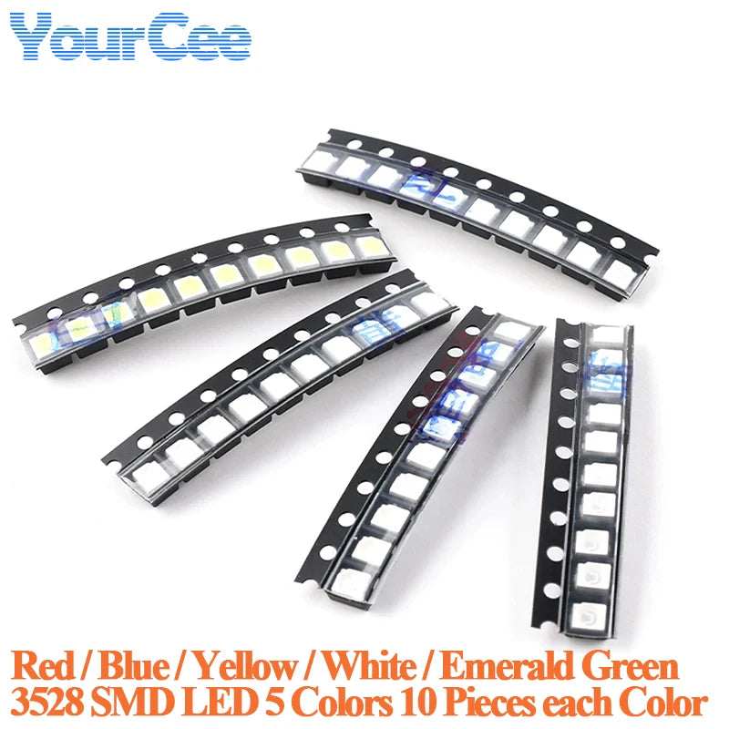 50pcs-390pcs SMD LED 0402 0603 0805 1206 3528 2835 5050 5730 Diode Red Blue Yellow White Green Orange Purple Pink