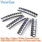 50pcs-390pcs SMD LED 0402 0603 0805 1206 3528 2835 5050 5730 Diode Red Blue Yellow White Green Orange Purple Pink