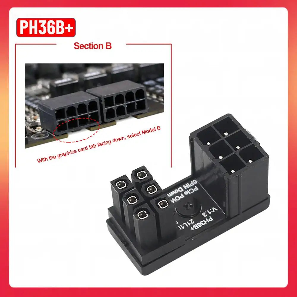 Power Adapter Board 8 Pin GPU Power Connector 6 Pin GPU PCIe 180 Degree Angle for PC Computer Graphics Card