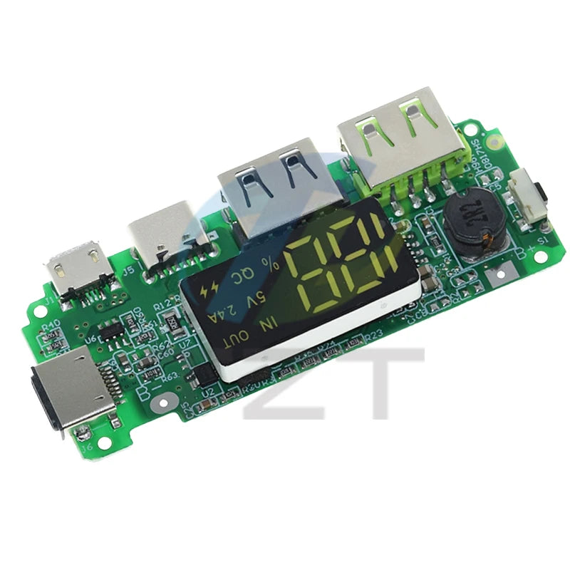 LED Dual USB 5V 2.4A Micro/Type-C USB Mobile Power Bank 18650 Charging Module Lithium Battery Charger Board Circuit Protection