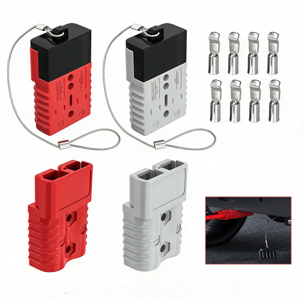 2PCS 175A Battery Quick Connect/Disconnect 1/0 AWG Wire Harness Anderson Plug Connector 12V Battery Cable Connector for Trailer