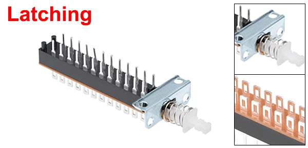 1Pc Interlock/Latching Push Button Switch Piano Type 6/12/18/24Pin 1/2/3/4/5/6/7/8 Row Straight Through Hole Straight Key Switch