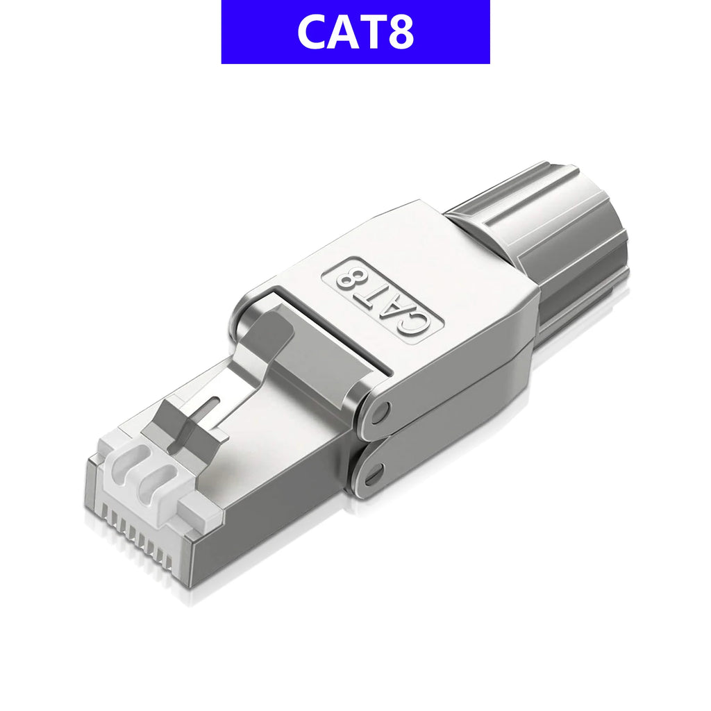 ZoeRax RJ45 Cat8 Cat7 Connector Tool-Free All Metal Ethernet Termination Plug for 22~24AWG CAT8/CAT7/CAT6A Lan Cable